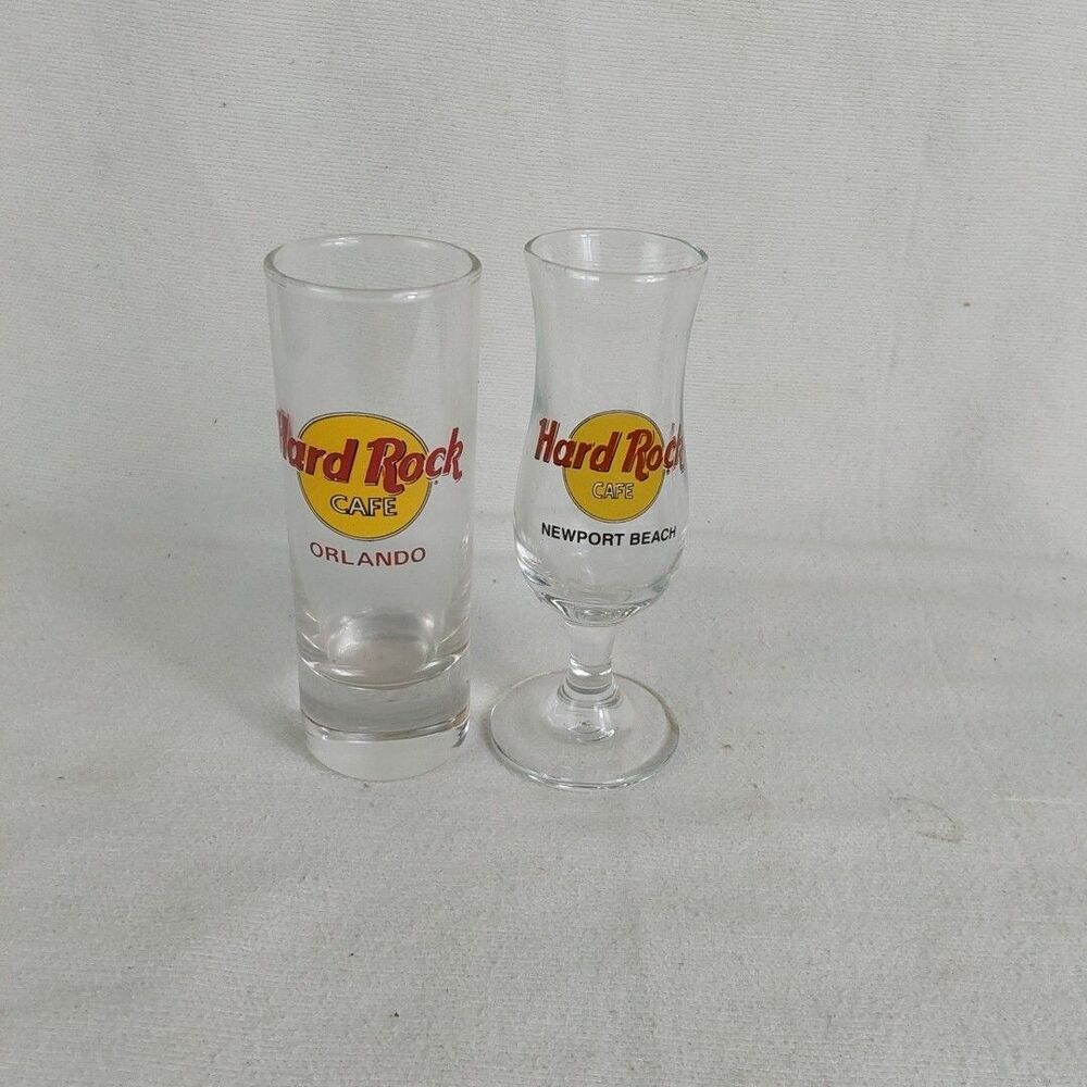 Hard Rock Cafe Shot Glass Set - Orlando & Newport Beach - Collectible Barware